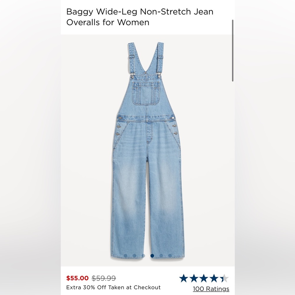 Denim wide leg overalls